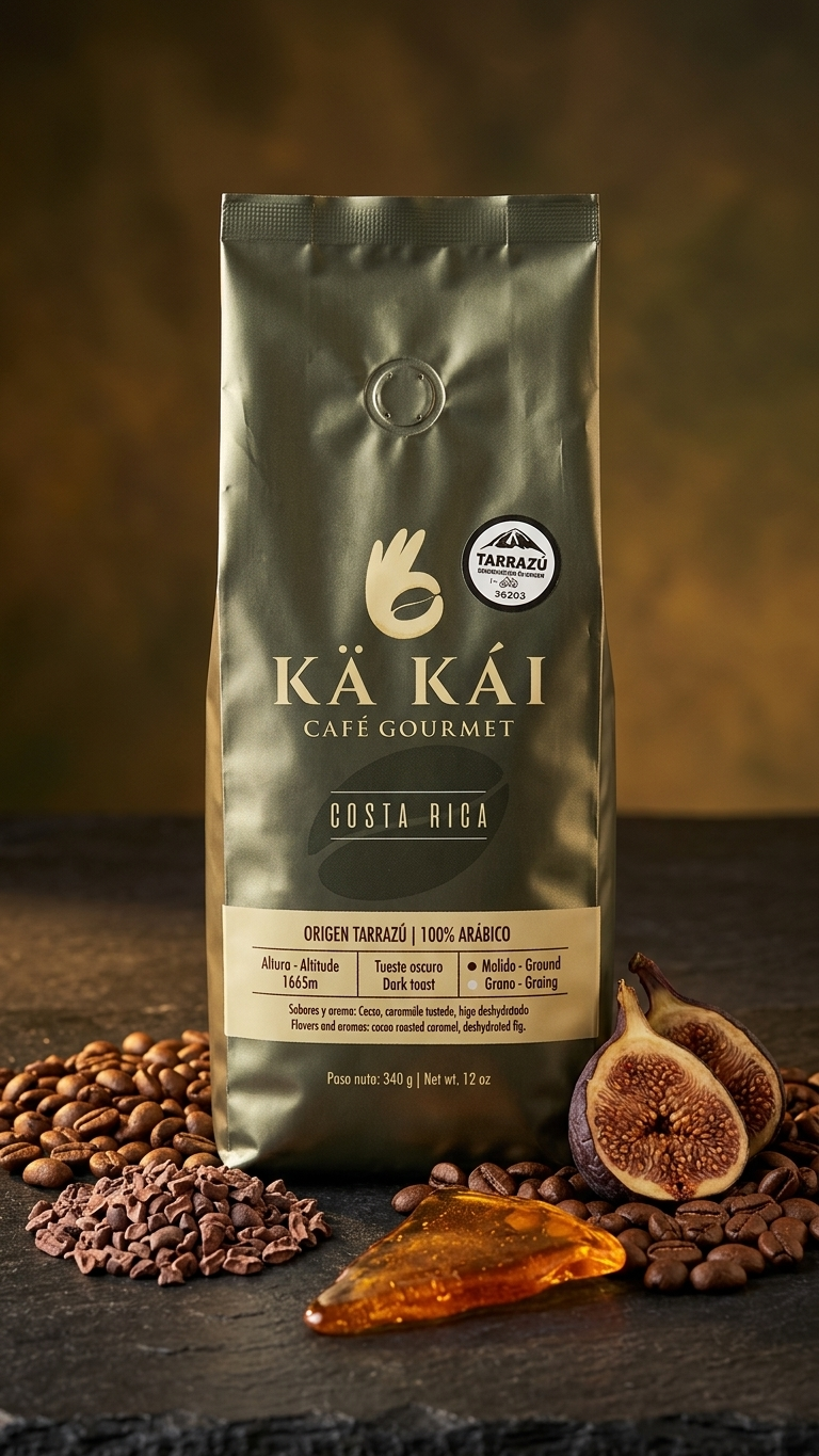 Fotografía original del empaque de Café Käkái de Tarrazú